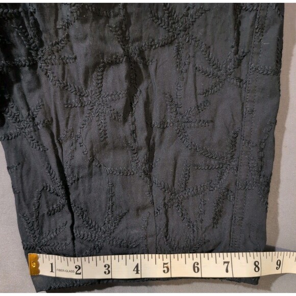House Of Harlow 1960 Palm Tree Embroidered Trouser Black Pants Women's Sz Large - Picture 9 of 10